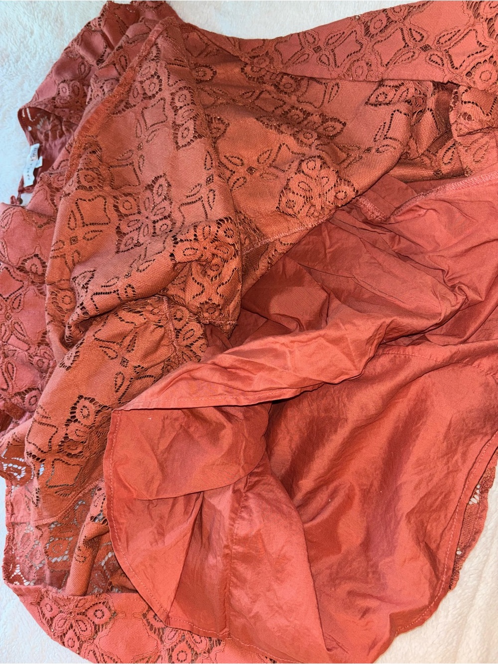 Pamela Love Terracotta Lace Eyelet Square Neck Midi Dress - Picture 7 of 8